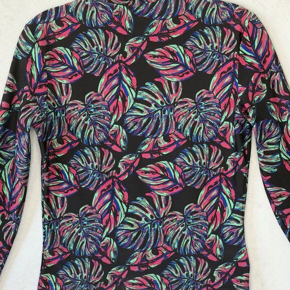 Kira Lifestyle Athletic Cropped Long Sleeve Tropical Print Active Top Size M - Picture 9 of 15